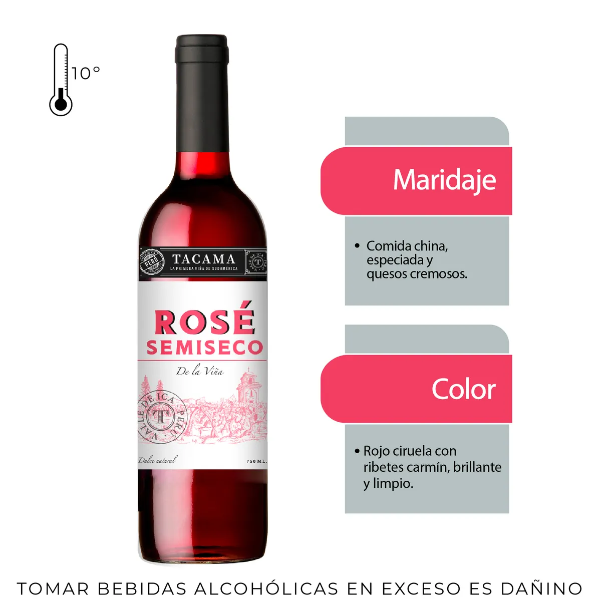 TACAMA - Vino Tacama Rosé Semi Seco Botella 750 mL