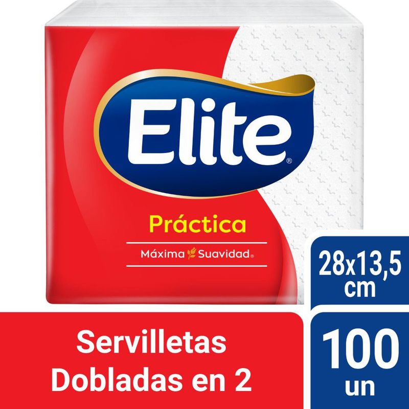 ELITE - Servilletas Dobladas En 2 Elite Práctica Empaque 100 Und
