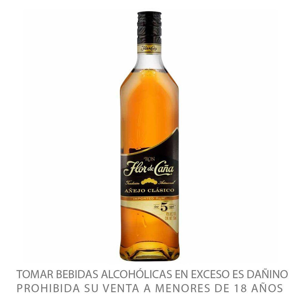 FLOR DE CAÑA - Ron Flor de Caña 5 Años Botella 750 mL