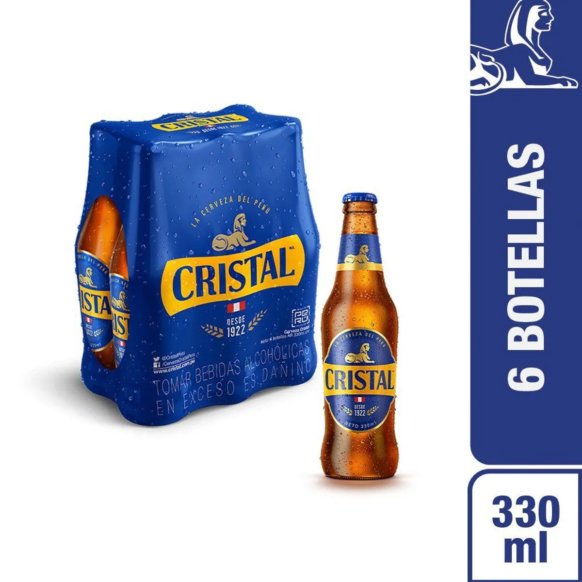 CRISTAL - Cerveza Cristal Sixpack Botella 330 mL