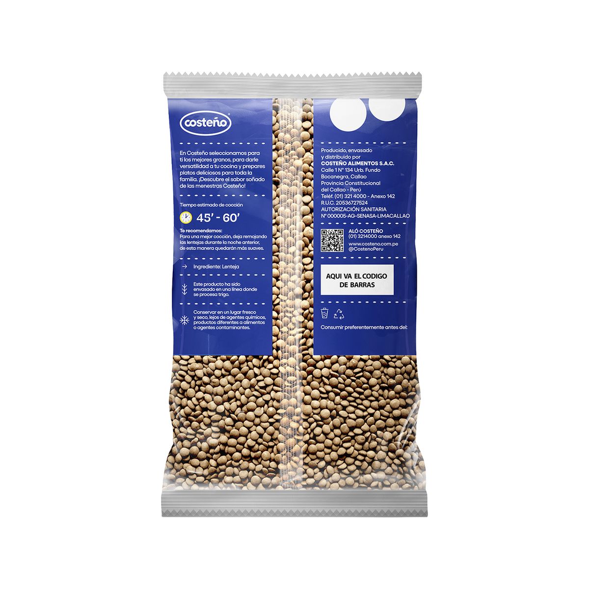 COSTENO - Lenteja Menestra Costeño Bolsa 500 g