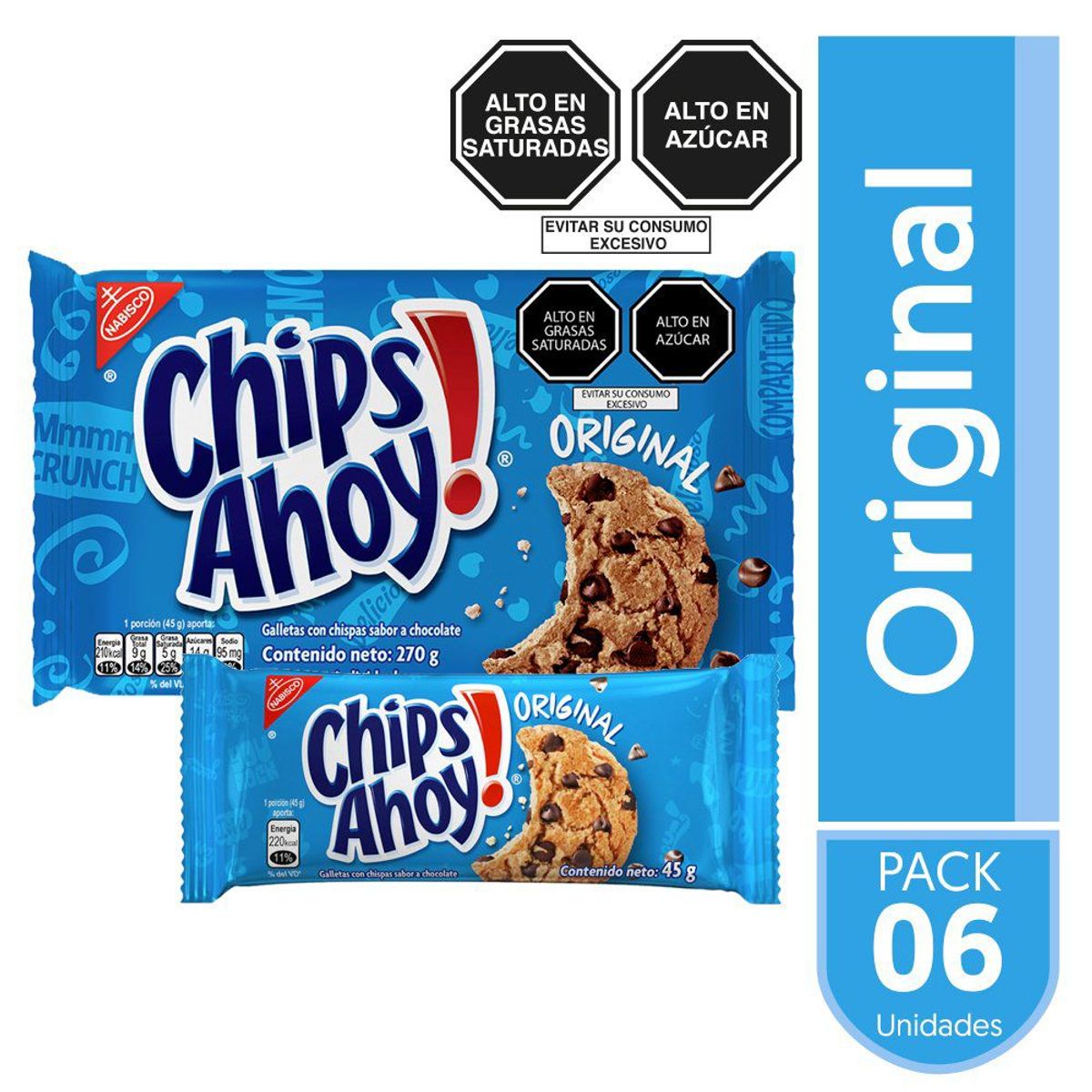 CHIPS AHOY - Galleta con Chispas de Chocolate  Chips Ahoy Pack 6 unidades