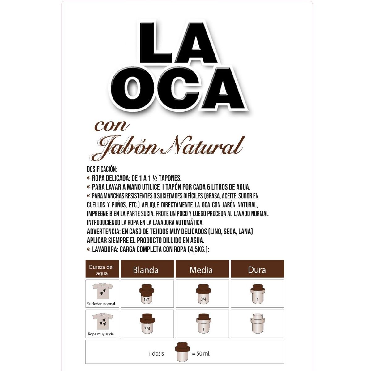 LA OCA - Detergente Líquido La Oca Jabón Natural Envase 2 L