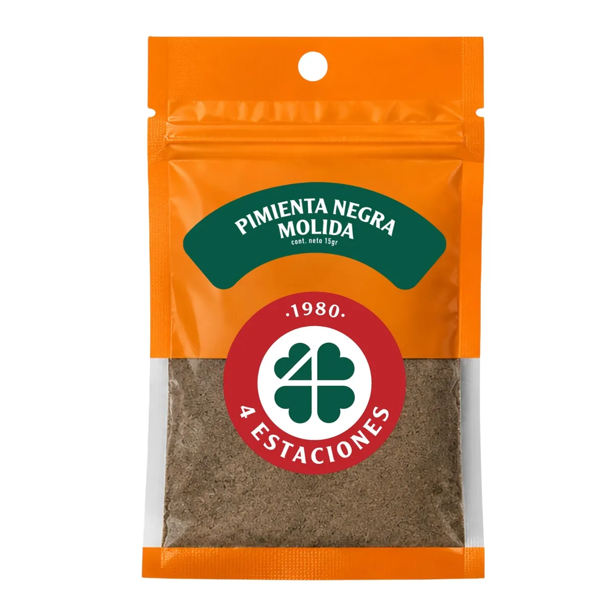CUATRO ESTACIONES - Pimienta Negra Molida 4 Estaciones Bolsa Ziplock 15 g