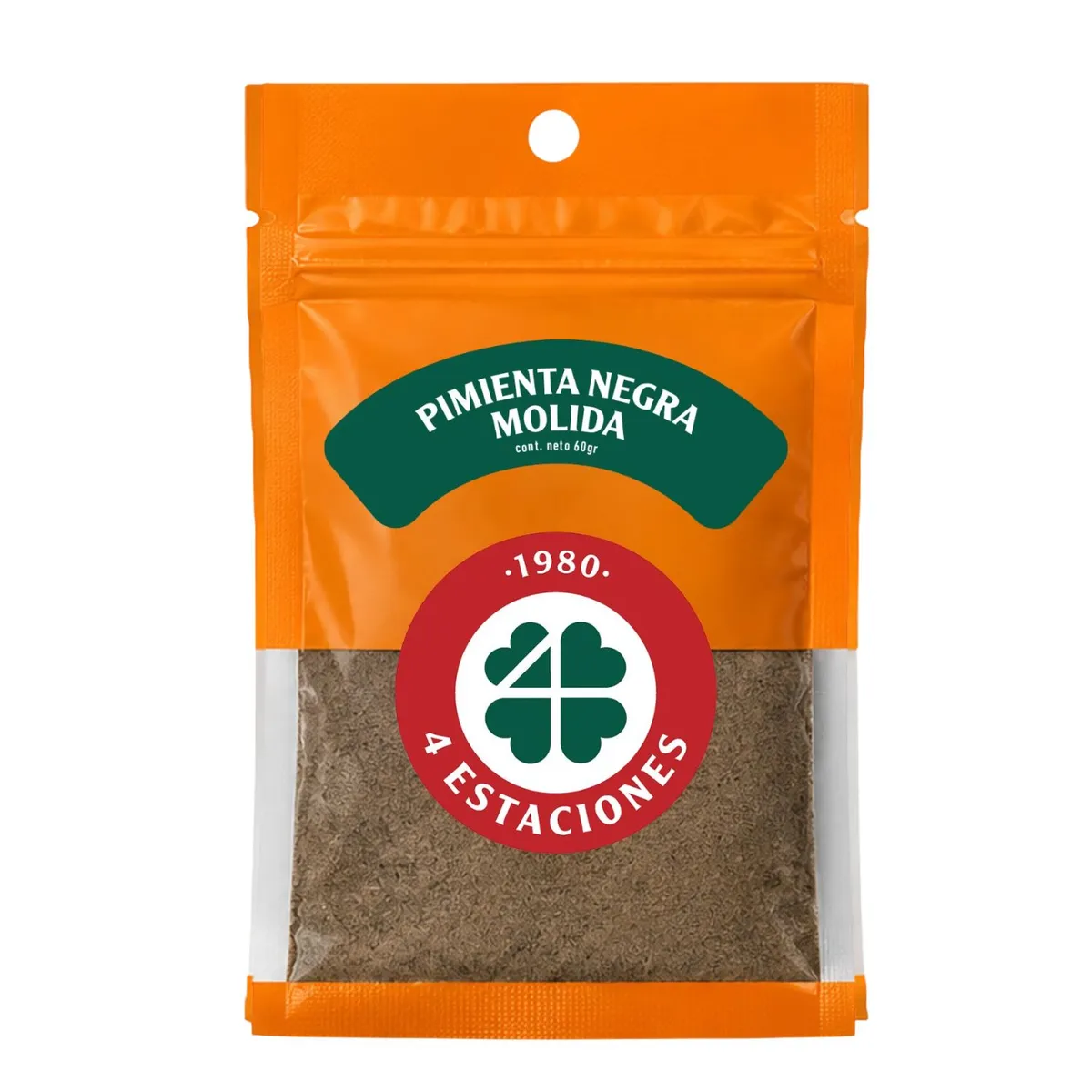 CUATRO ESTACIONES - Pimienta Negra Molida 4 Estaciones Bolsa Ziplock 60 g