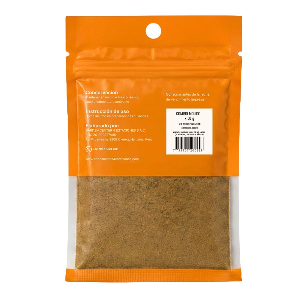 CUATRO ESTACIONES - Comino Molido 4 Estaciones Bolsa Ziplock 50 g