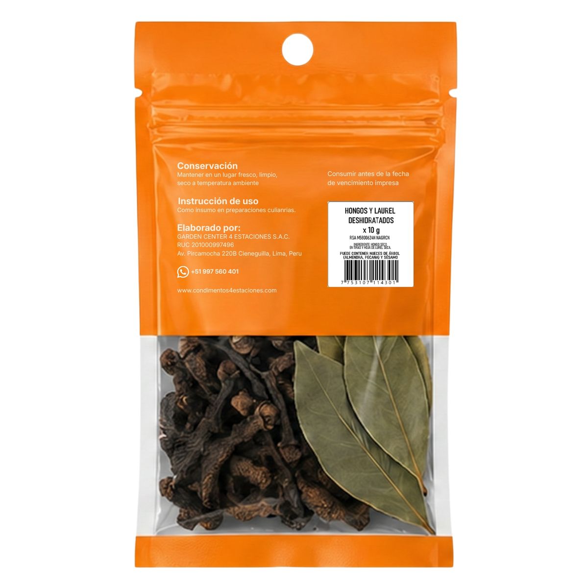 CUATRO ESTACIONES - Hongo y Laurel 4 Estaciones Bolsa Ziplock 10 g