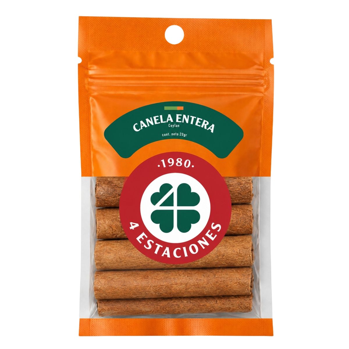 CUATRO ESTACIONES - Canela Entera 4 Estaciones Bolsa Ziplock 20 g