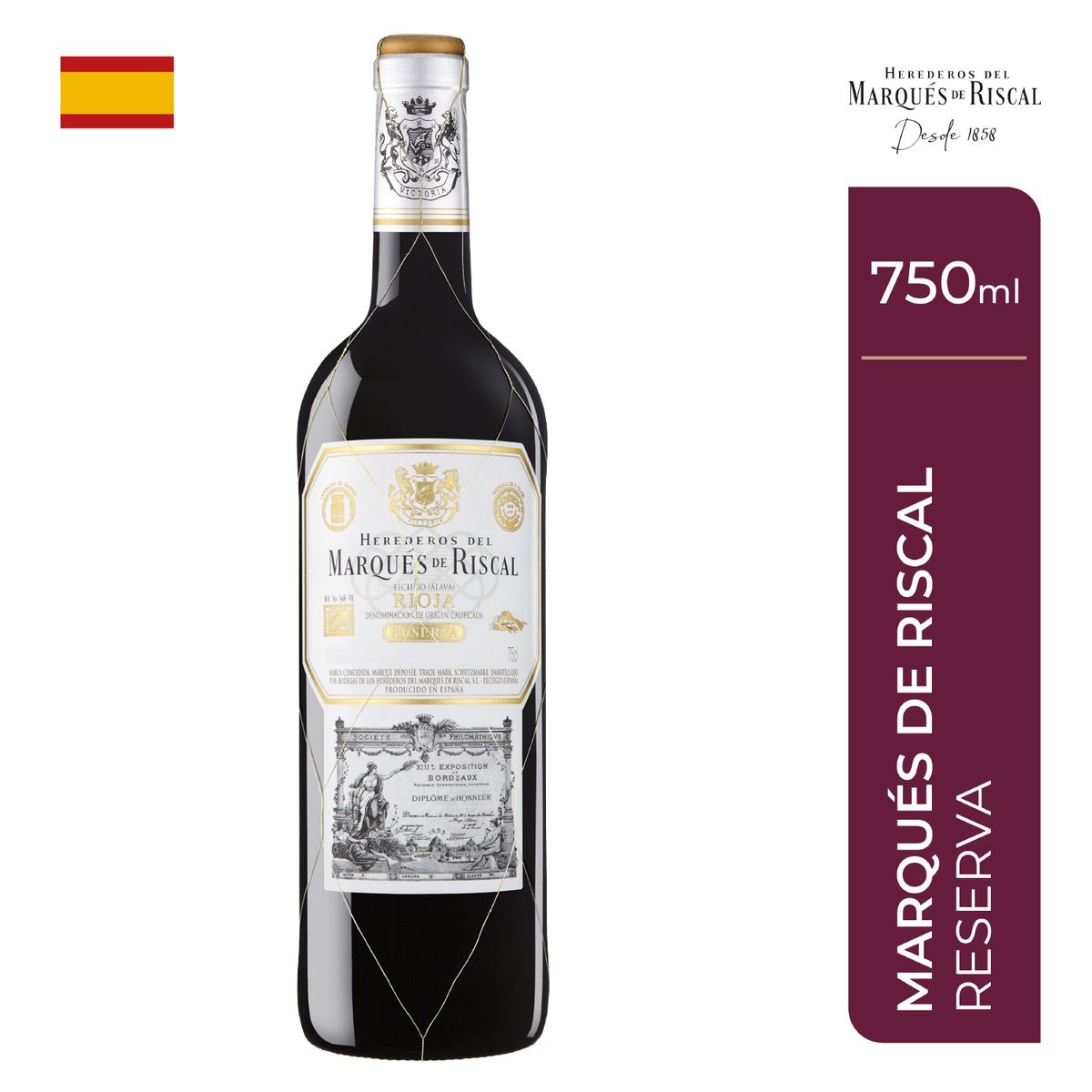 MARQUES DE RISCAL - Vino Tinto Marqués de Riscal Reserva Botella 750 mL