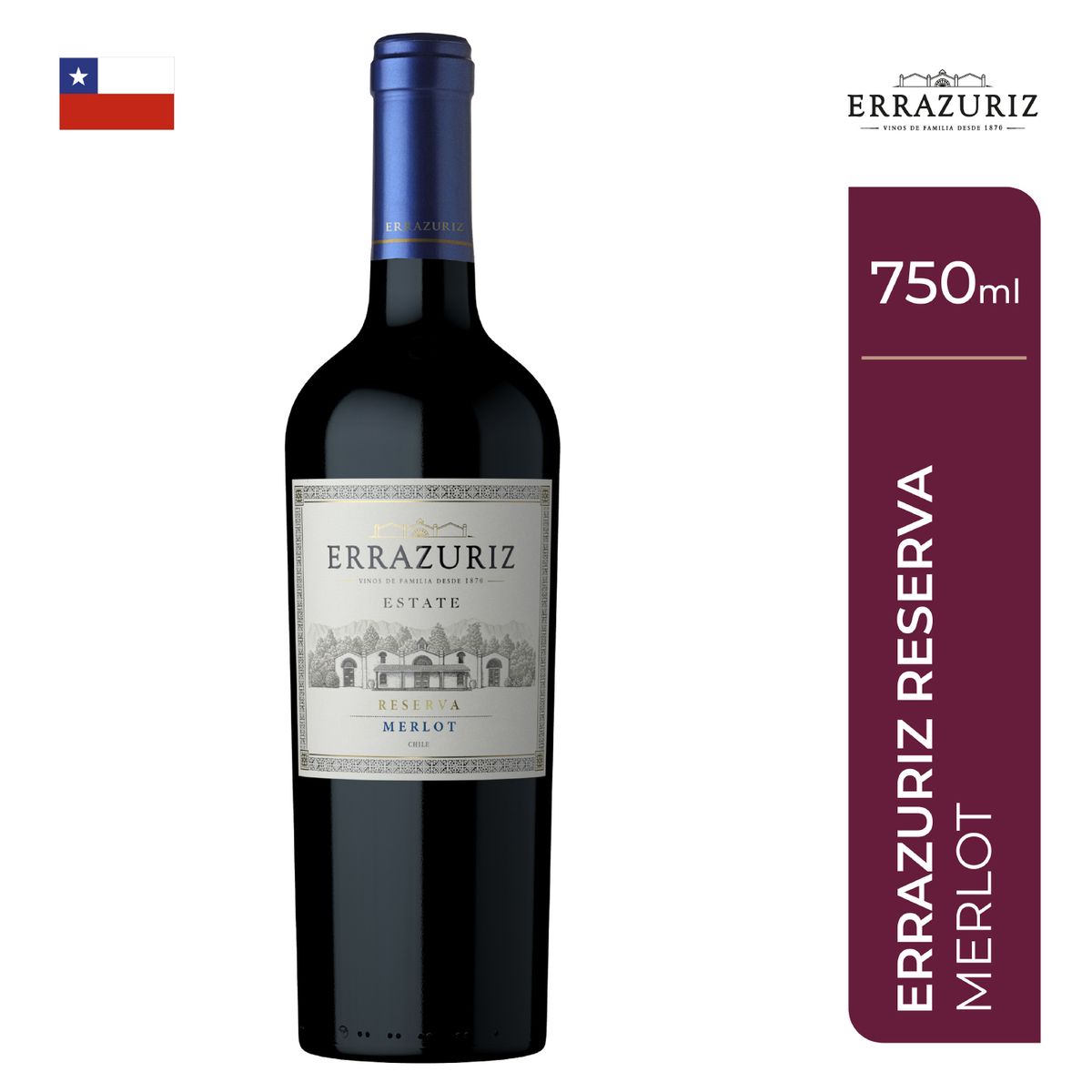 ERRAZURIZ - Vino Tinto Errazuriz Merlot Estate Series Botella 750 mL