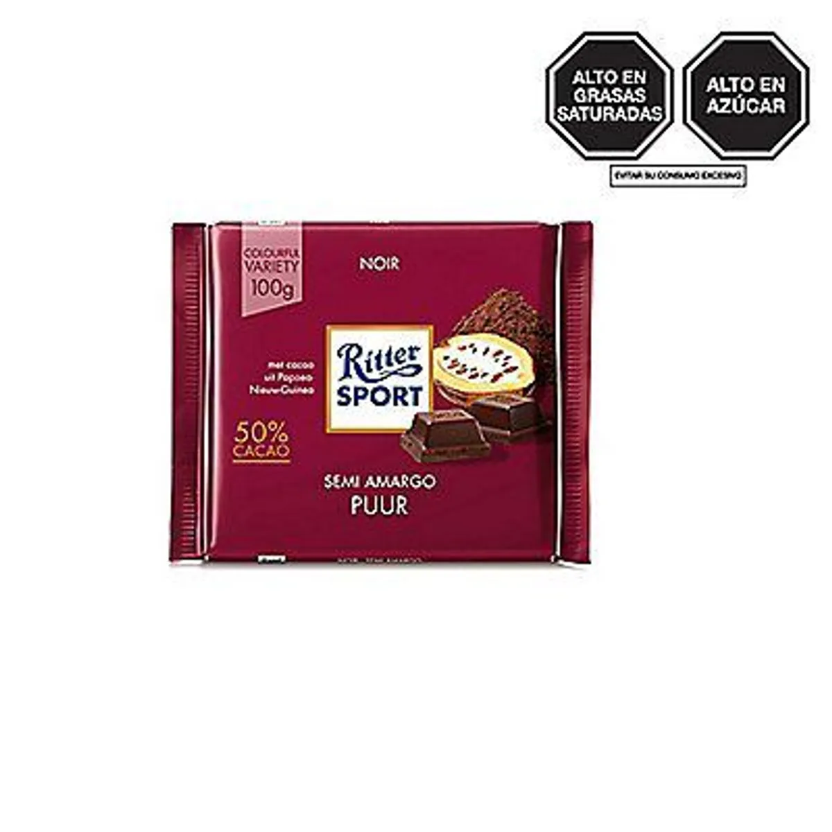 RITTER SPORT - Chocolate Ritter Sport Semi Amargo  Tableta 100 g