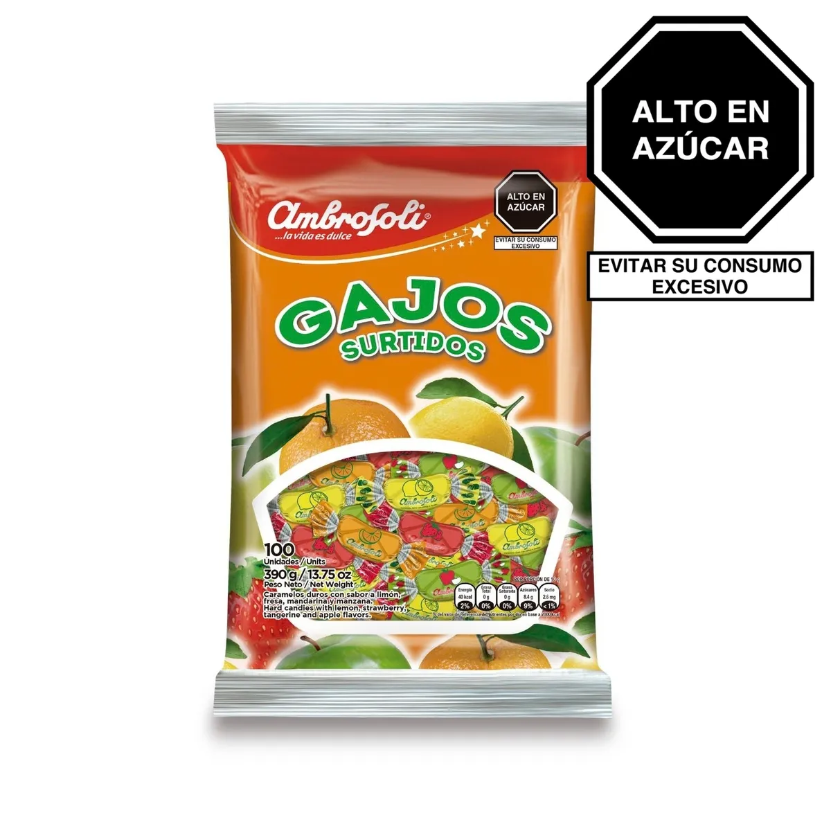 AMBROSOLI - Caramelos Gajos Surtidos Ambrosoli Bolsa 390 g