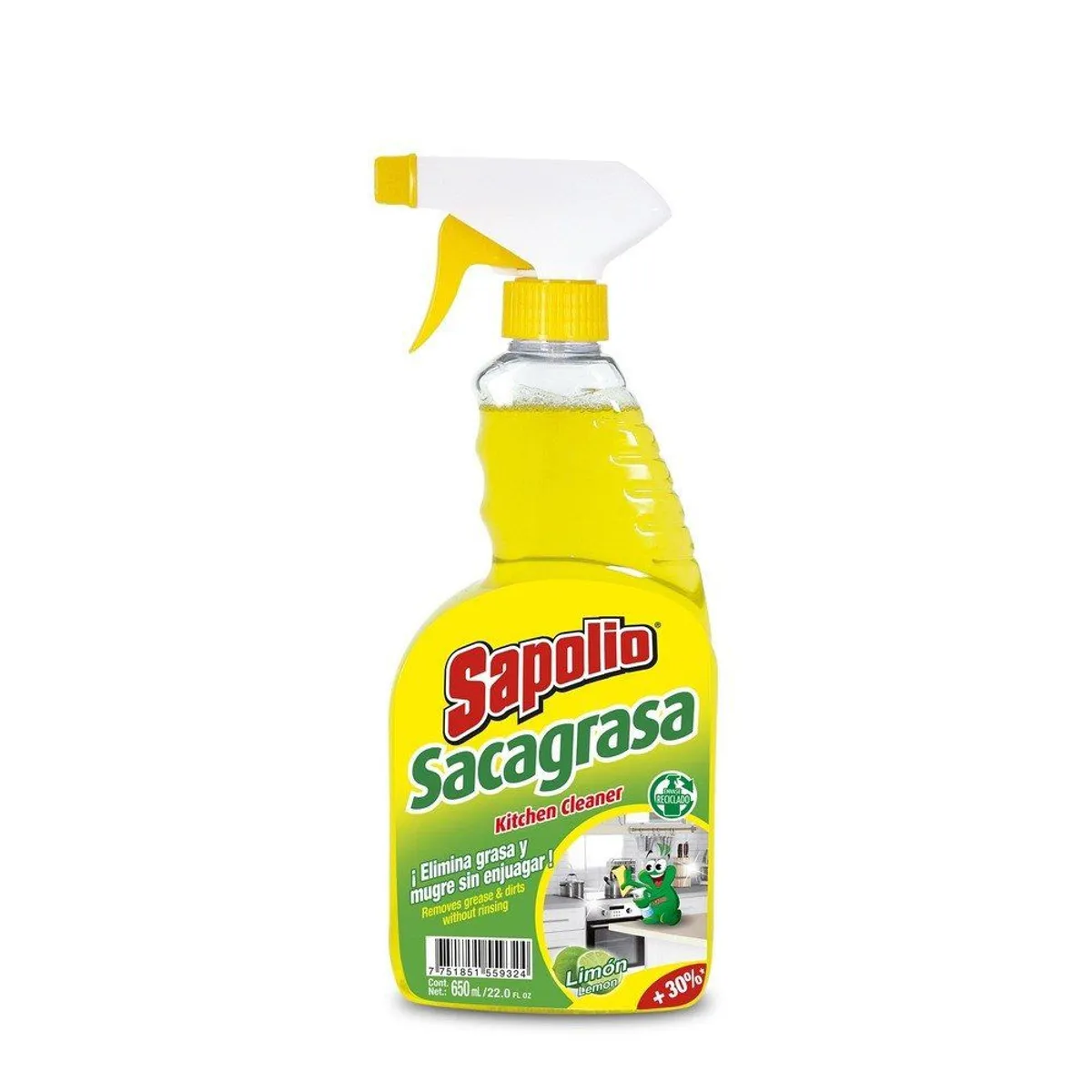 SAPOLIO - Sacagrasa Cocina Sapolio Limón Envase 650 mL