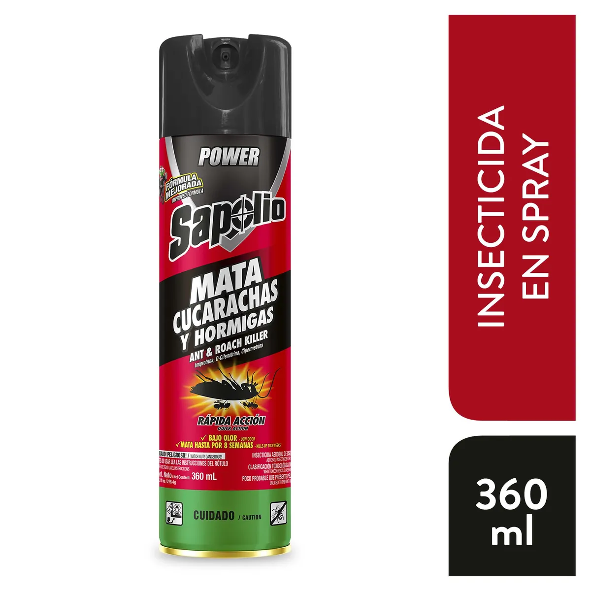 SAPOLIO - Insecticida en Spray Sapolio Mata Cucarachas Rojo Envase 360 mL