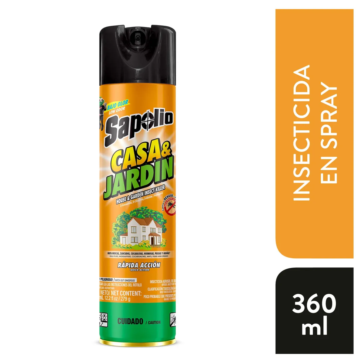 SAPOLIO - Insecticida en Spray Sapolio Casa Jardín Naranja Envase 360 mL