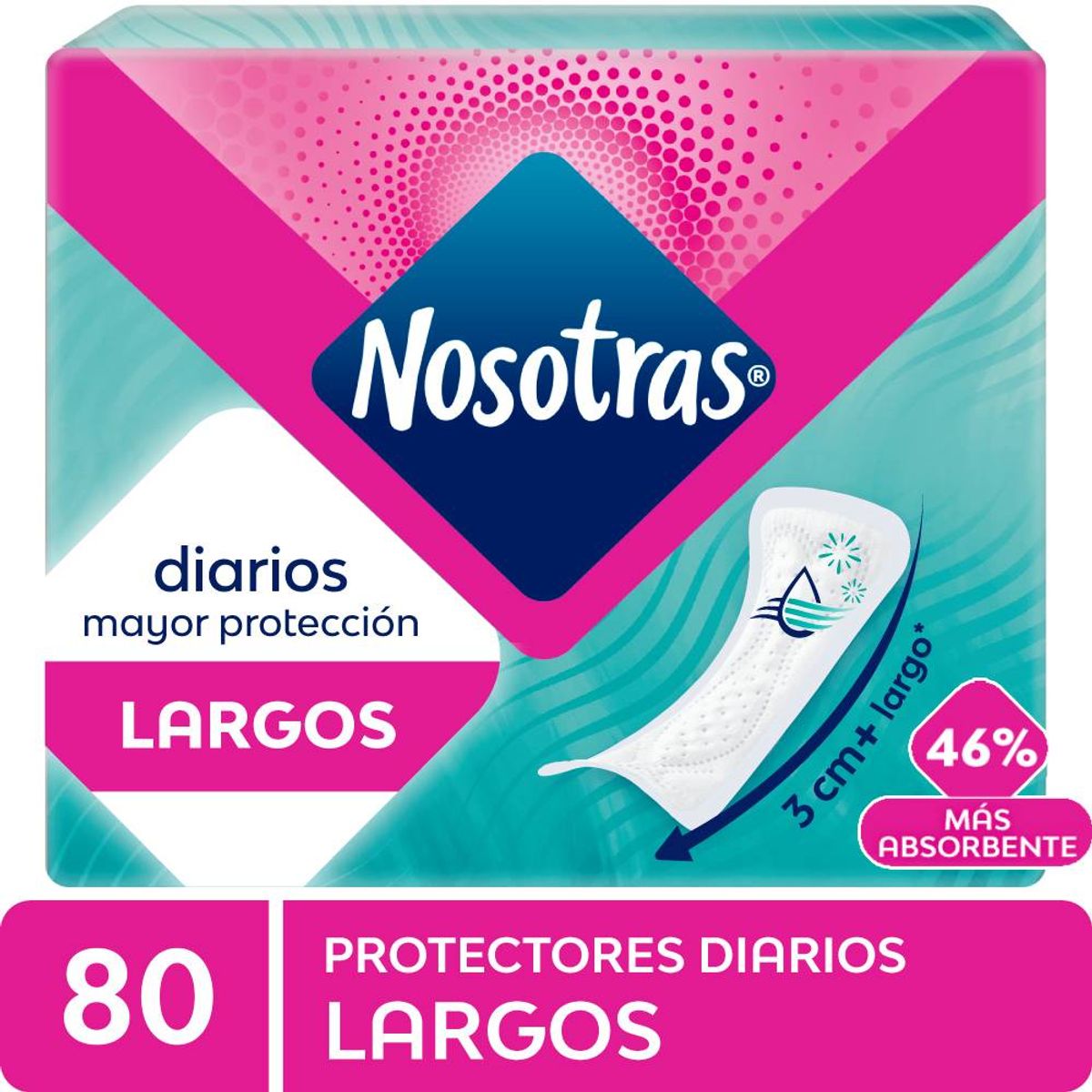 NOSOTRAS - Protectores Diarios Nosotras Largos Sin Alas Empaque 80 Und