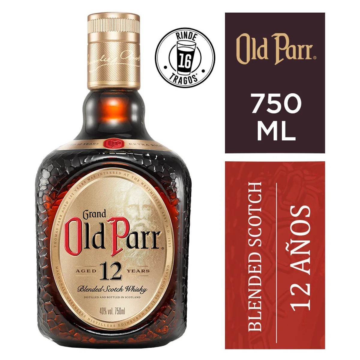 OLD PARR - Whisky Old Parr 40° Botella 750 mL
