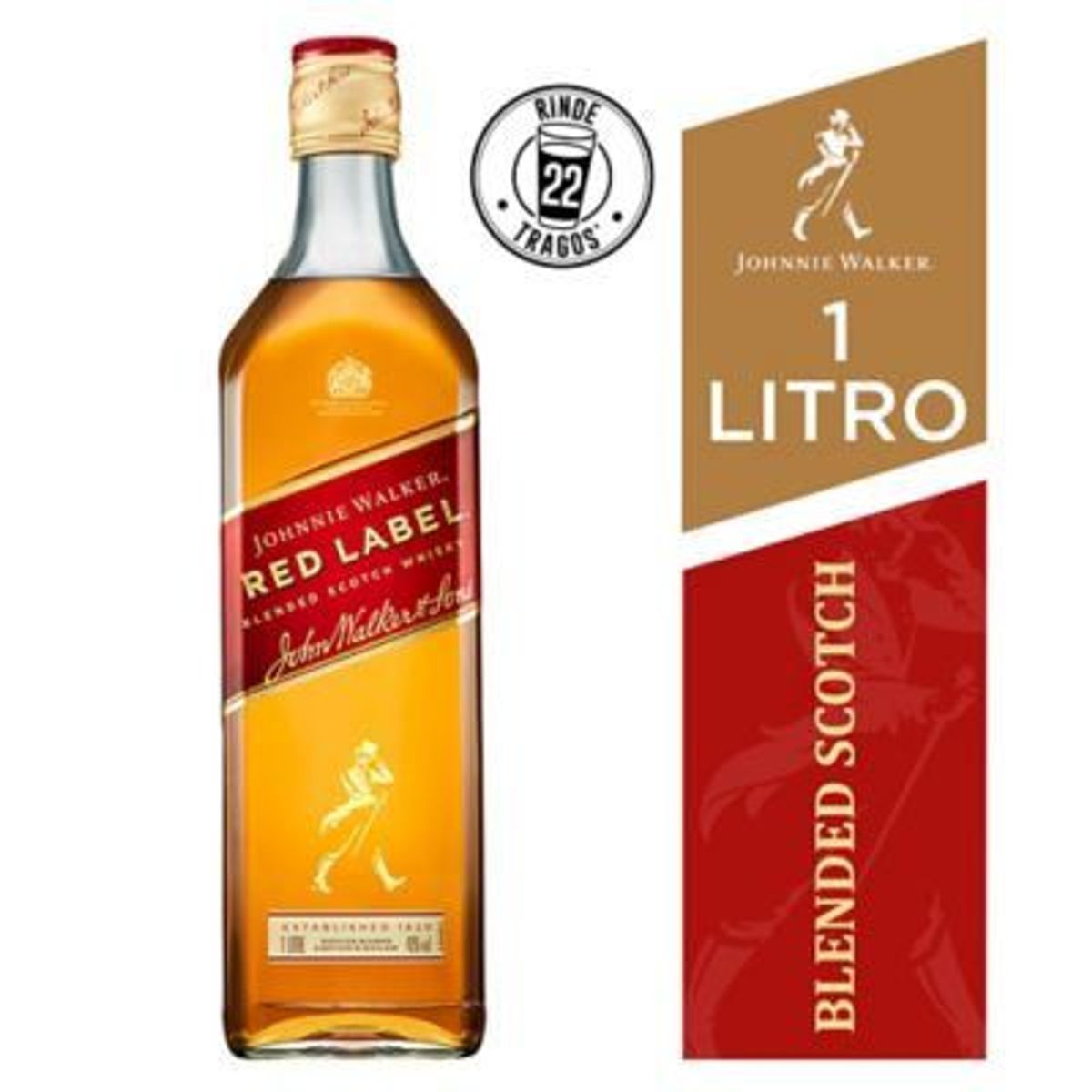 JOHNNIE WALKER - Whisky Johnnie Walker Red Label Botella 1 L