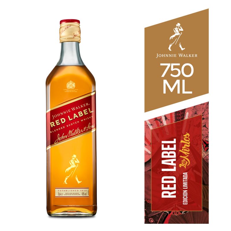 JOHNNIE WALKER - Whisky Johnnie Walker Red Label Cestuche Botella 750 mL
