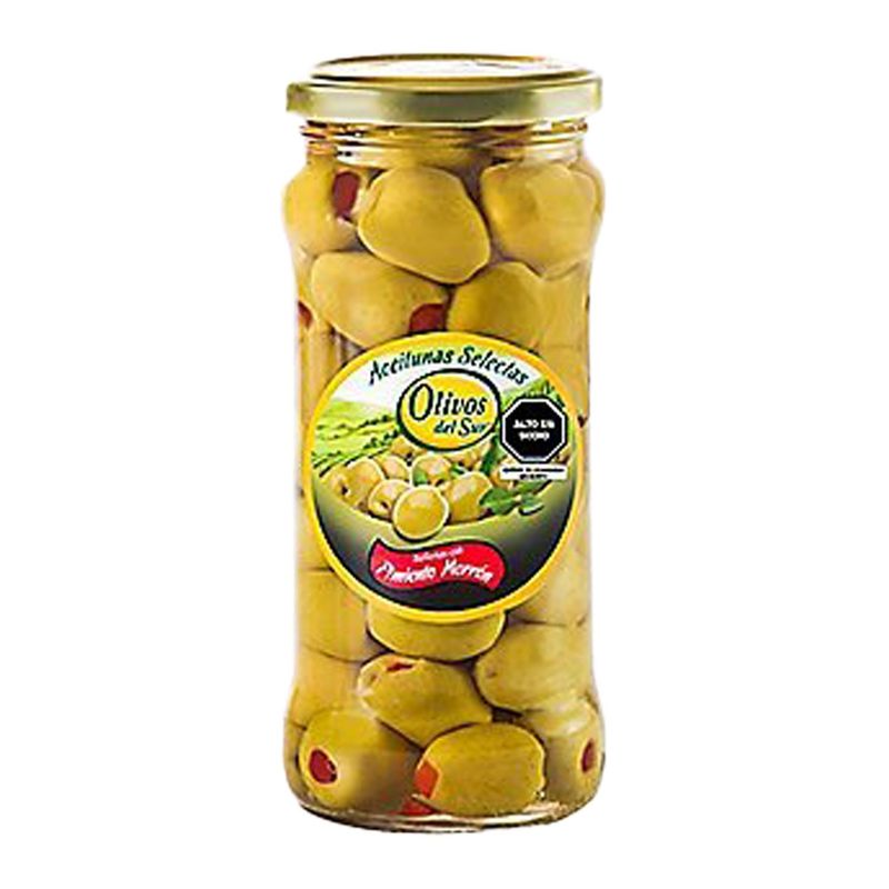 OLIVOS DEL SUR - Aceituna Verde Olivos del Sur Rellenas con Pimiento Envase 380 g