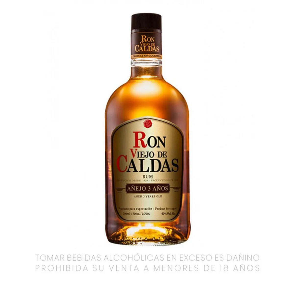 VIEJO DE CALDAS - Ron Viejo de Caldas Añejo 3 Años Botella 750 mL
