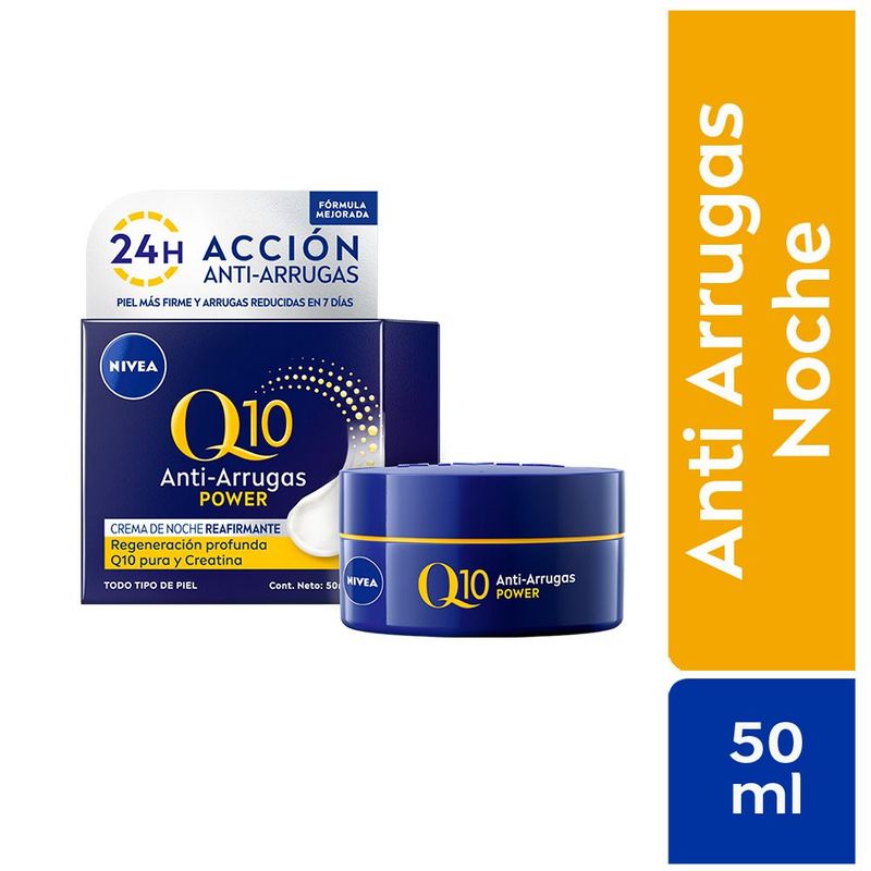 NIVEA - Crema Facial Nivea Noche Antiarrugas Reafirmante Q10 Power Envase 50 mL