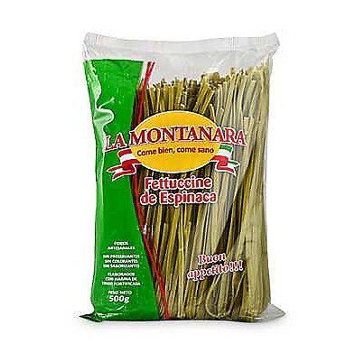 MONTANARA - Fideo Fetuccini con Espinaca Montanara Bolsa 600 g