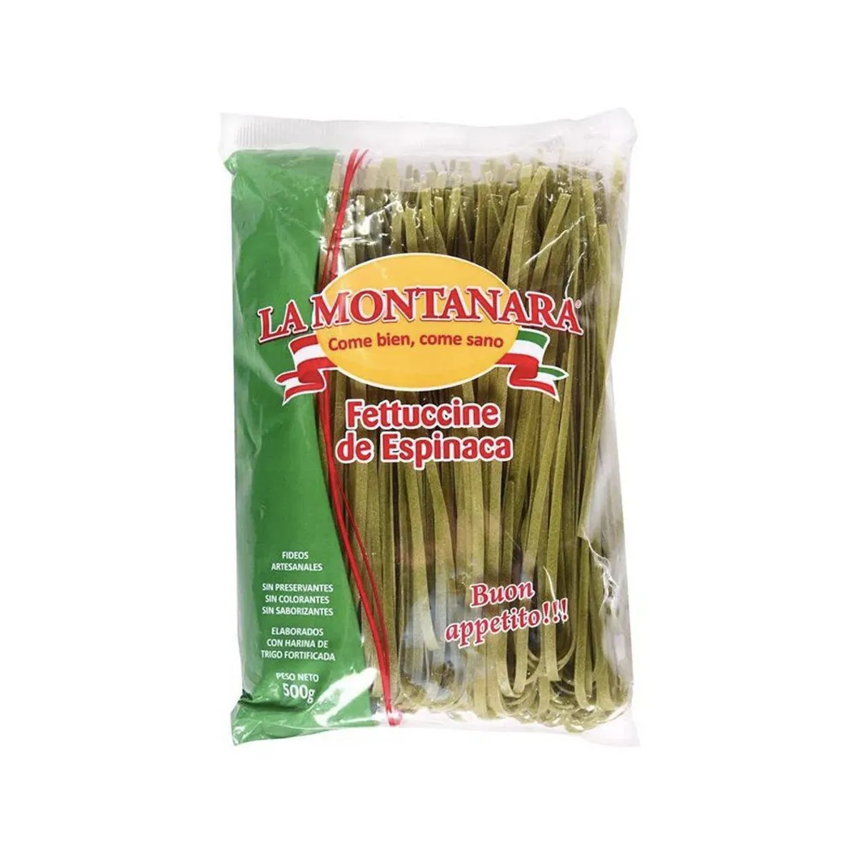 MONTANARA - Fideo Fetuccini con Espinaca Montanara Bolsa 600 g