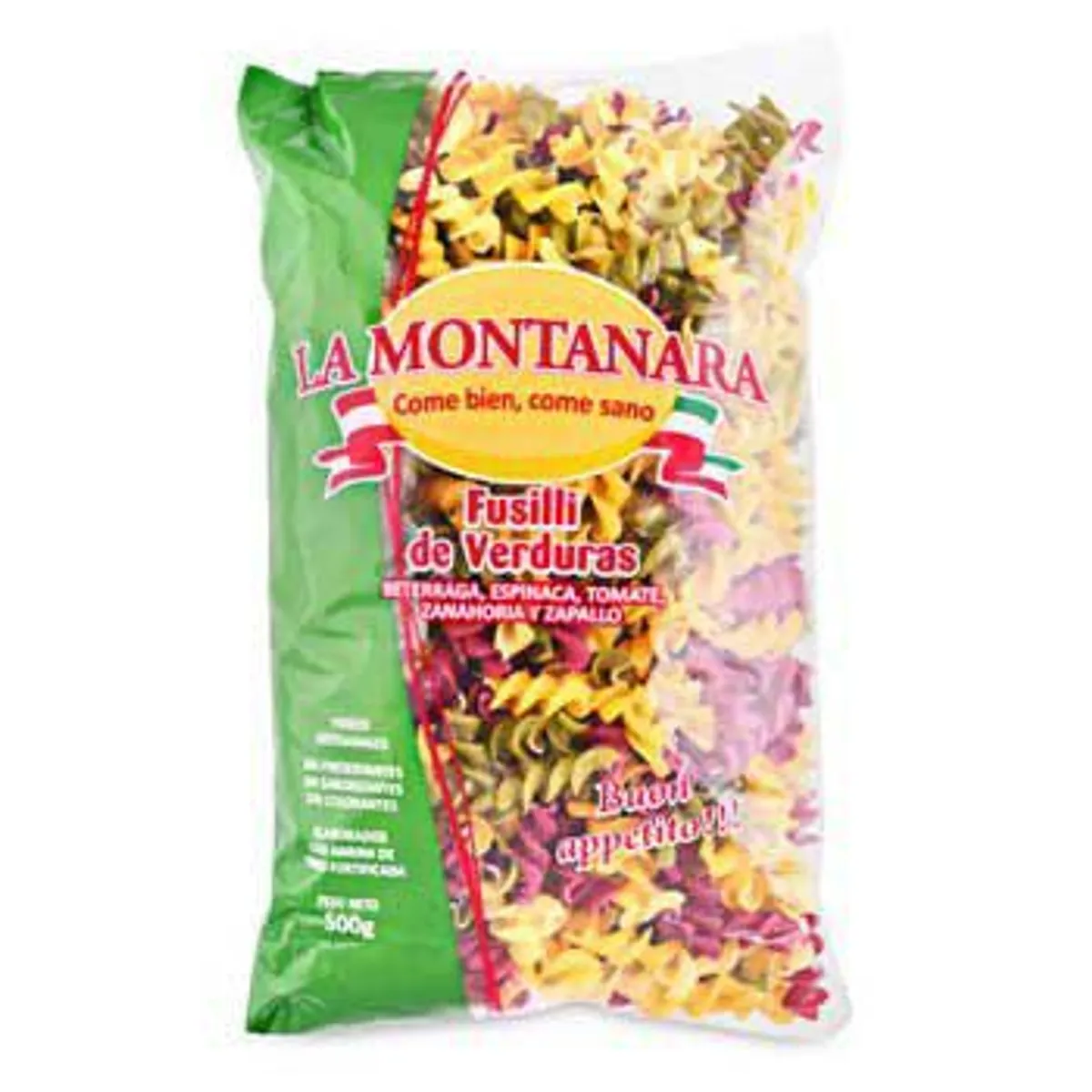 MONTANARA - Fideo Fusilli de Verduras Montanara Bolsa 500 g
