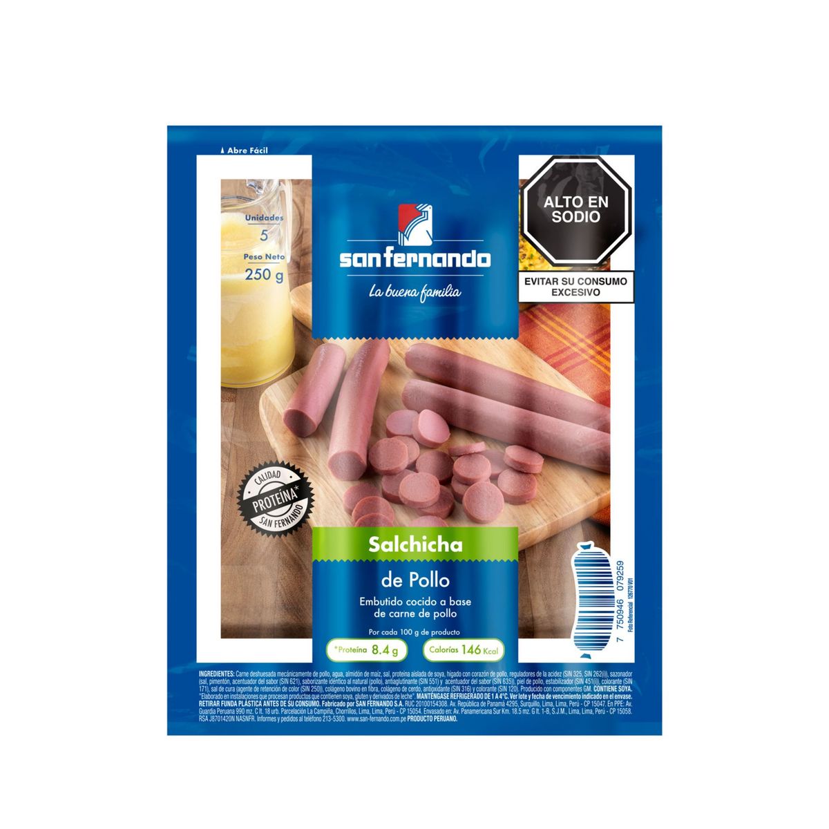 SAN FERNANDO - Salchicha de Pollo San Fernando Empaque 250 g