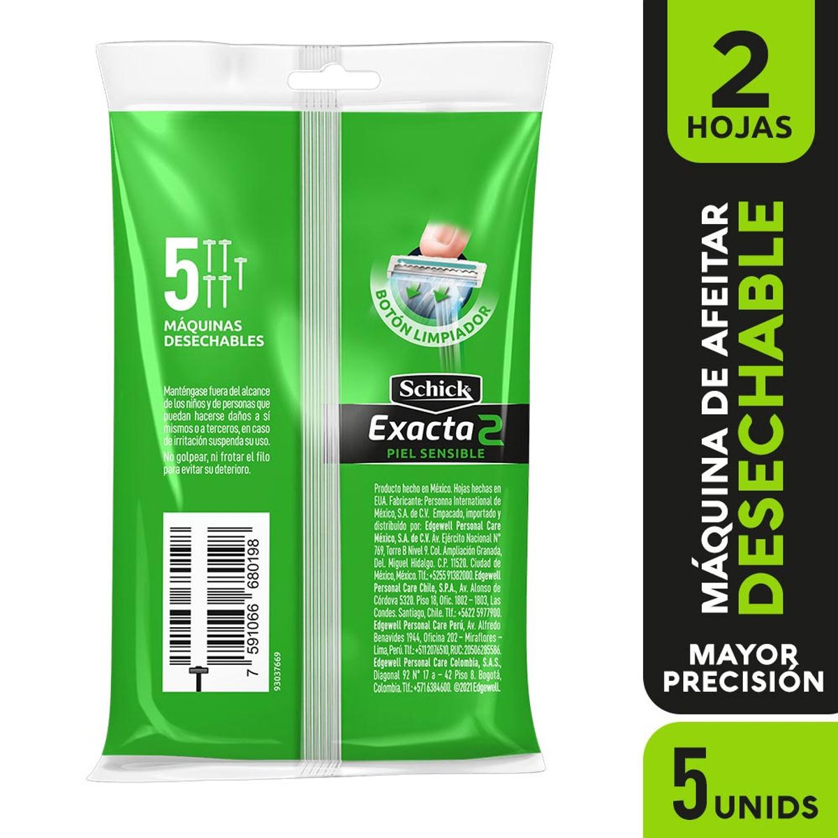 SCHICK - Máquina de Afeitar Schick Exacta Sensible Empaque 5 Und