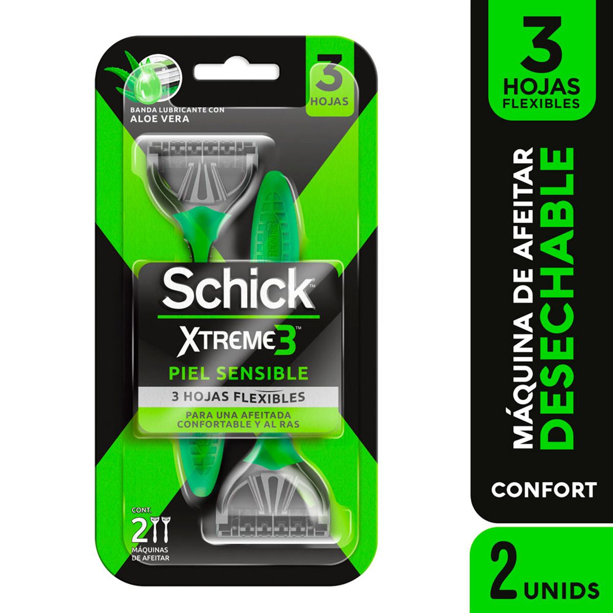 SCHICK - Máquina de Afeitar Schick Extreme 3 Piel Sensible Empaque 2 Und