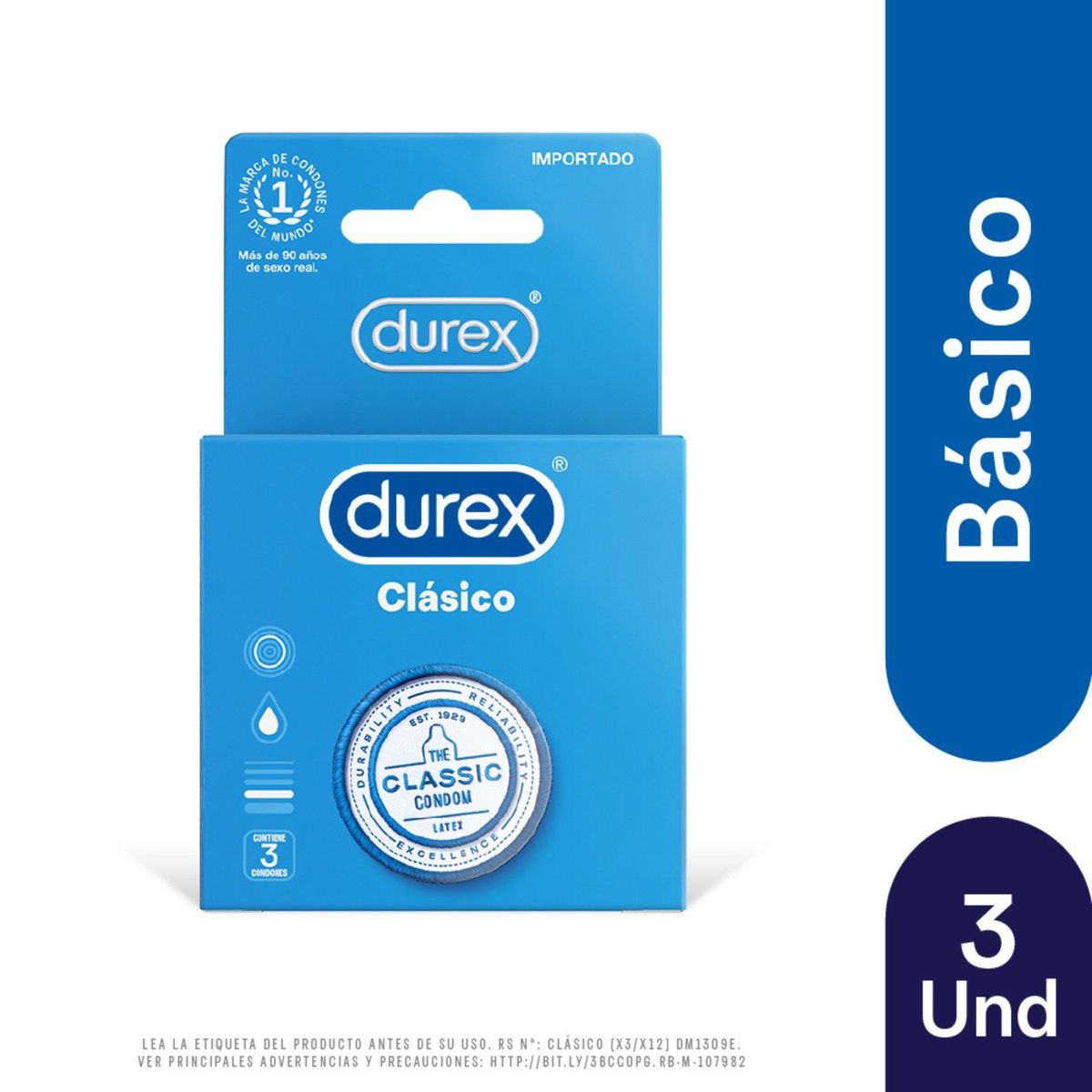 DUREX - Preservativos Durex Clásico Caja 3 Und