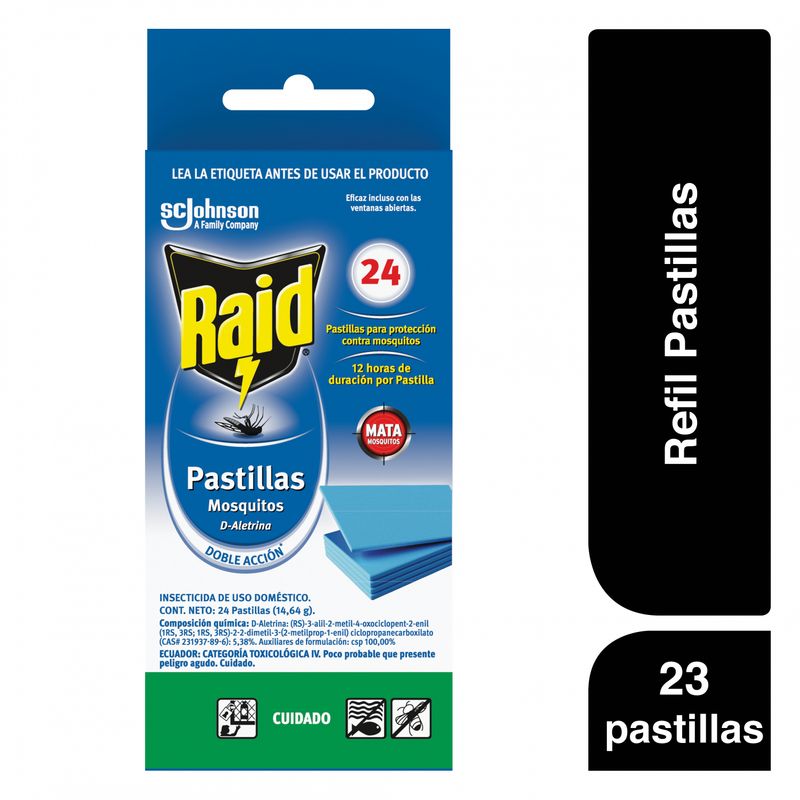RAID - Refil Repelente Raid En Pastilla Pack 24 Und