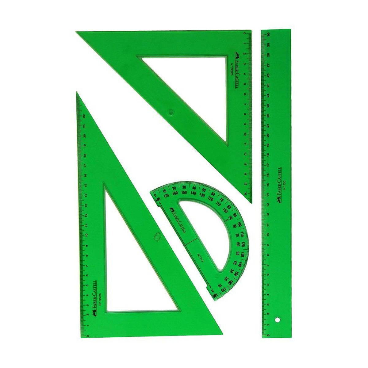 FABER CASTELL - Estuche Geométrico Faber Castell Regla Transportador Escuadras Empaque 3 Und