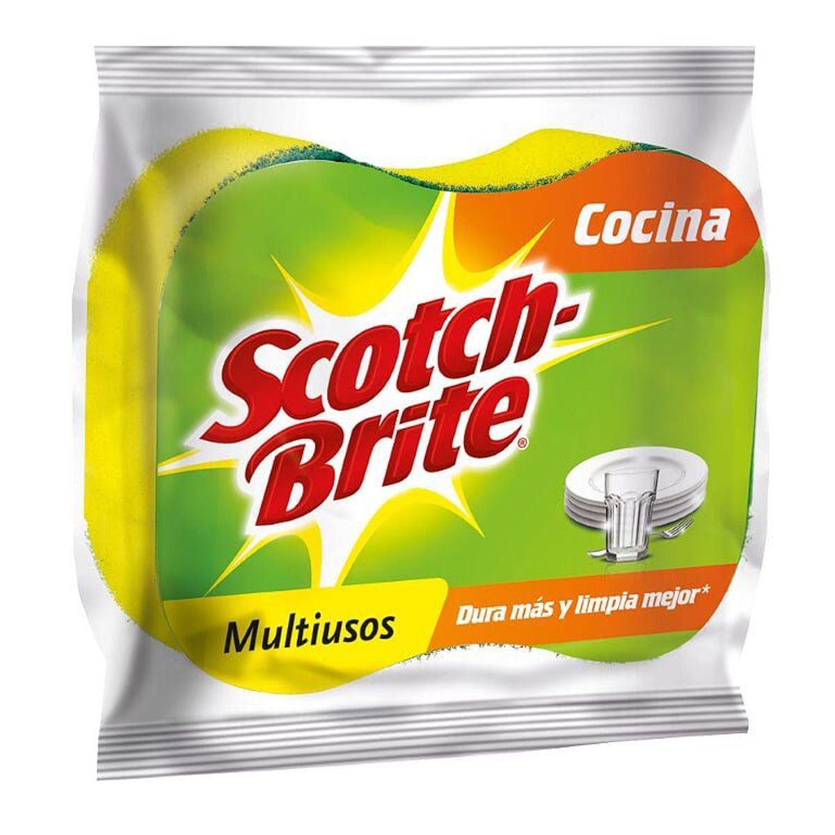 SCOTCH BRITE - Esponja 2 En 1 Cocina Scotch Brite Multiuso