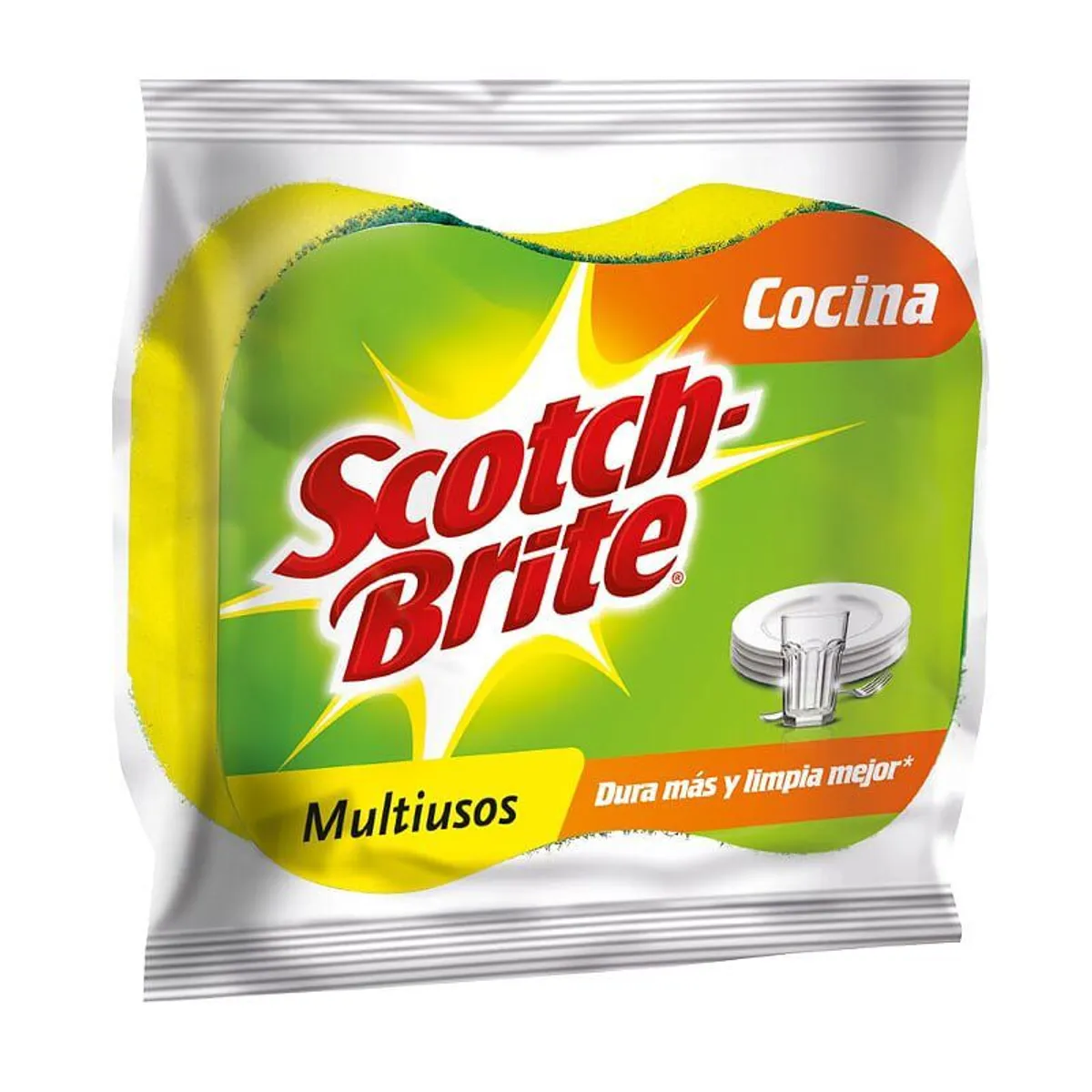 SCOTCH BRITE - Esponja 2 En 1 Cocina Scotch Brite Multiuso