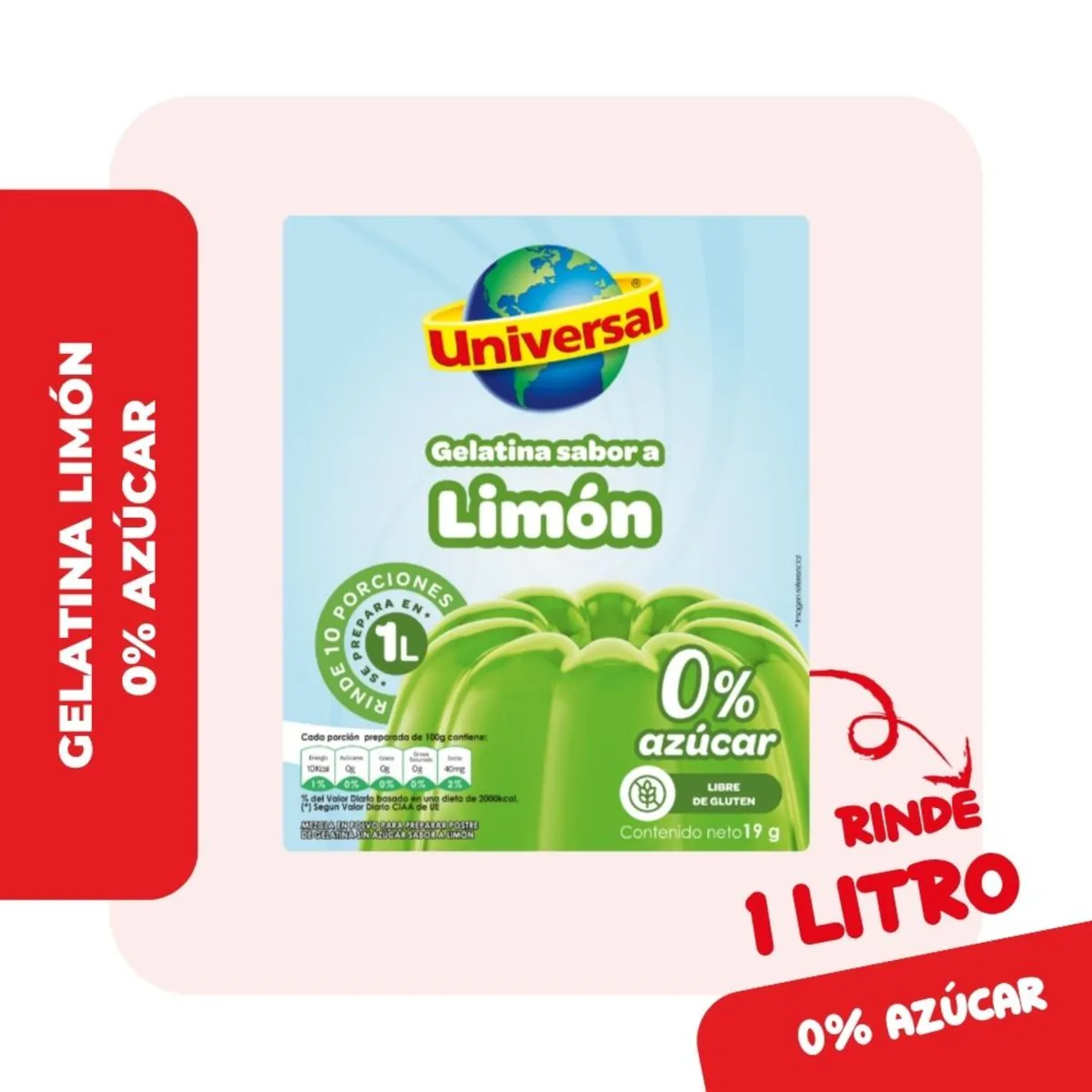 UNIVERSAL - Gelatina Sin Azúcar Universal Limón Caja 19 g