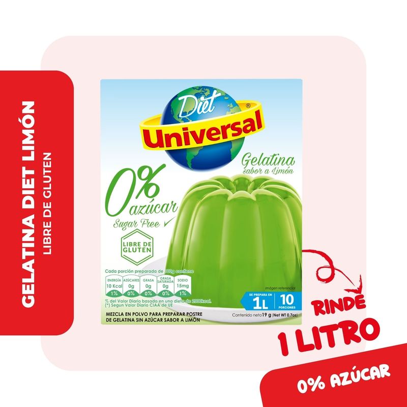 UNIVERSAL - Gelatina sin Azúcar Universal Sabor Limón 19 g