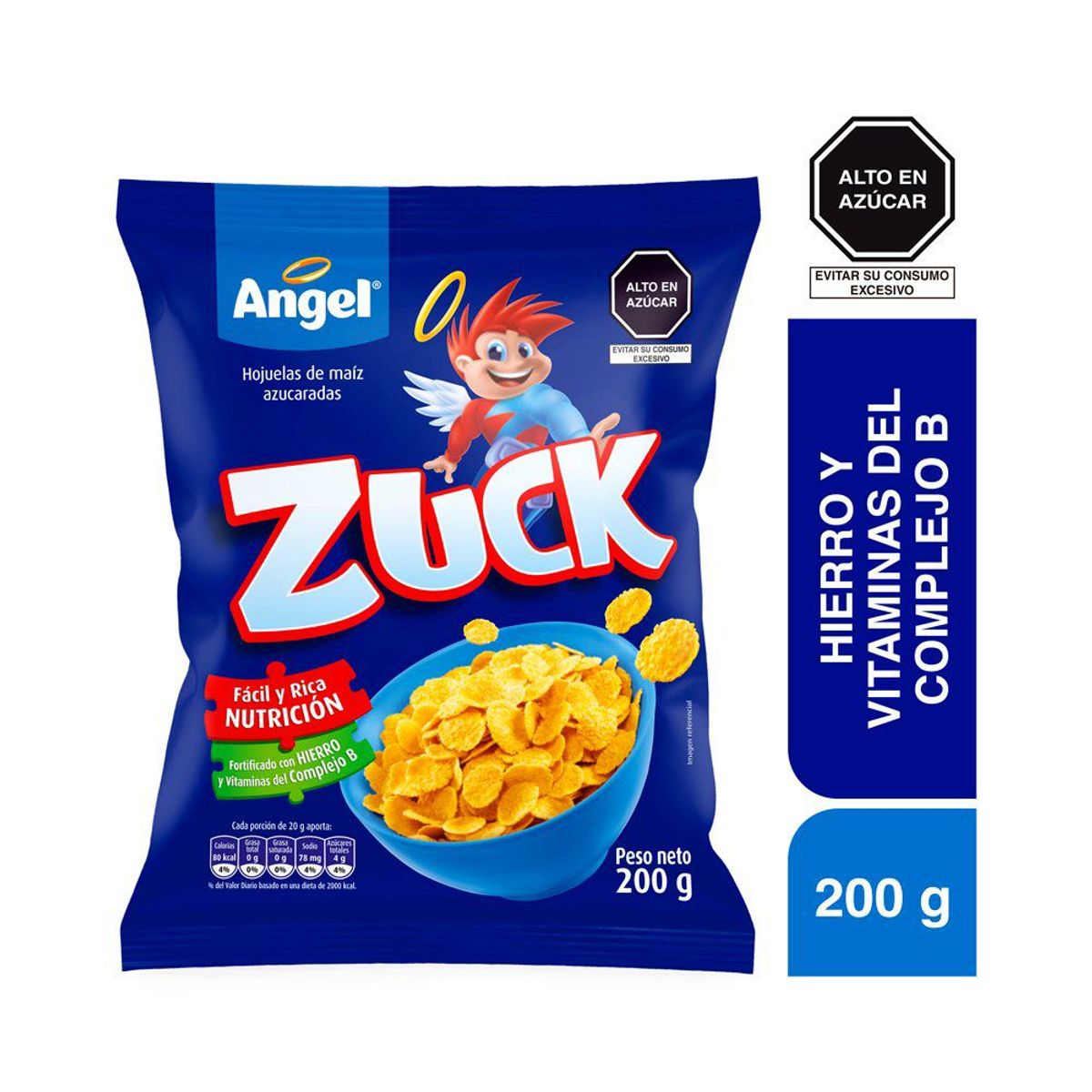 ANGEL - Cereal Angel Zuck en Hojuelas de Maíz Azúcaradas 200 g