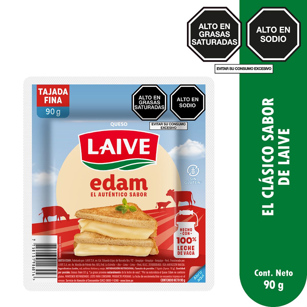 LAIVE - Queso Edam Tajada Fina Laive Empaque 90 g