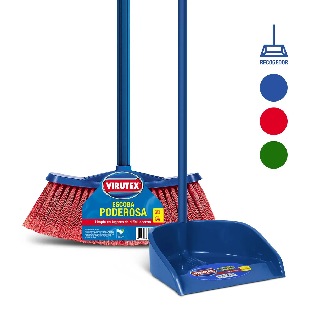 VIRUTEX - Pack Virutex Escoba Poderosa + Recogedor