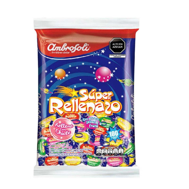 AMBROSOLI - Caramelos Super Rellenazo Chicle Ambrosoli Bolsa 450 g