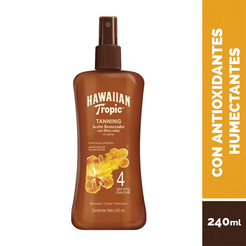 HAWAIIAN TROPIC - Aceite Bronceador Hawaiian Tropic SPF4 Envase 240 mL