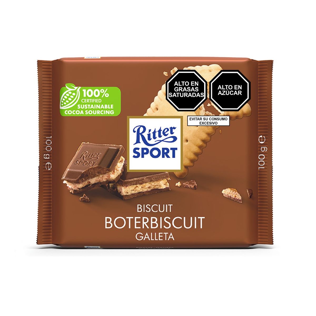 RITTER SPORT - Chocolate Ritter Sport Con Galleta  Tableta 100 g