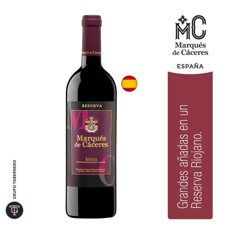 MARQUES DE CACERES - Vino Marques De Caceres Tinto Reserva España Botella 750 mL