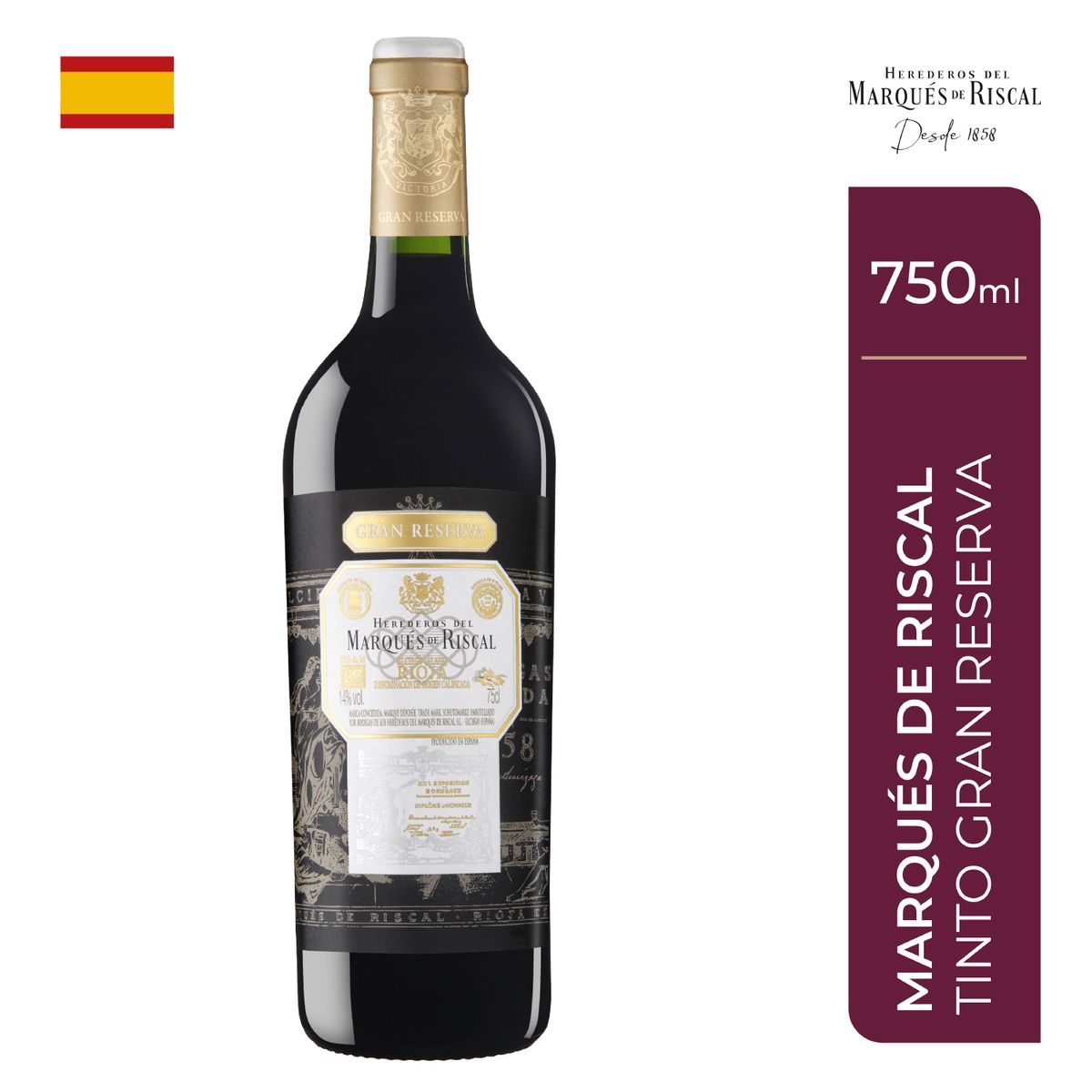 MARQUES DE RISCAL - Vino Tinto Marqués de Riscal Gran Reserva Botella 750 mL
