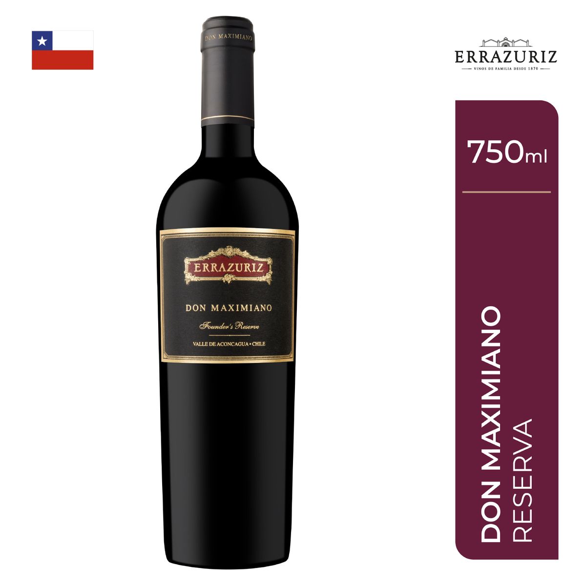 ERRAZURIZ - Vino Tinto Errazuriz Don Maximiano Reserva Botella 750 mL