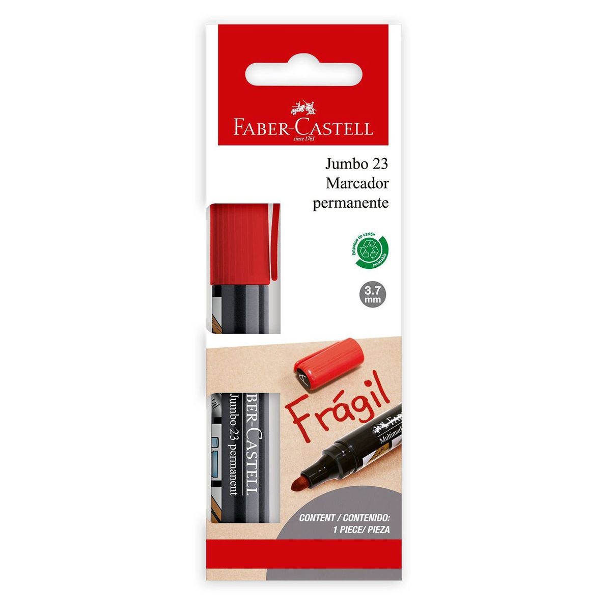 FABER CASTELL - Plumón Indeleble Faber Castell Multimark Jumbo 23 Color Rojo