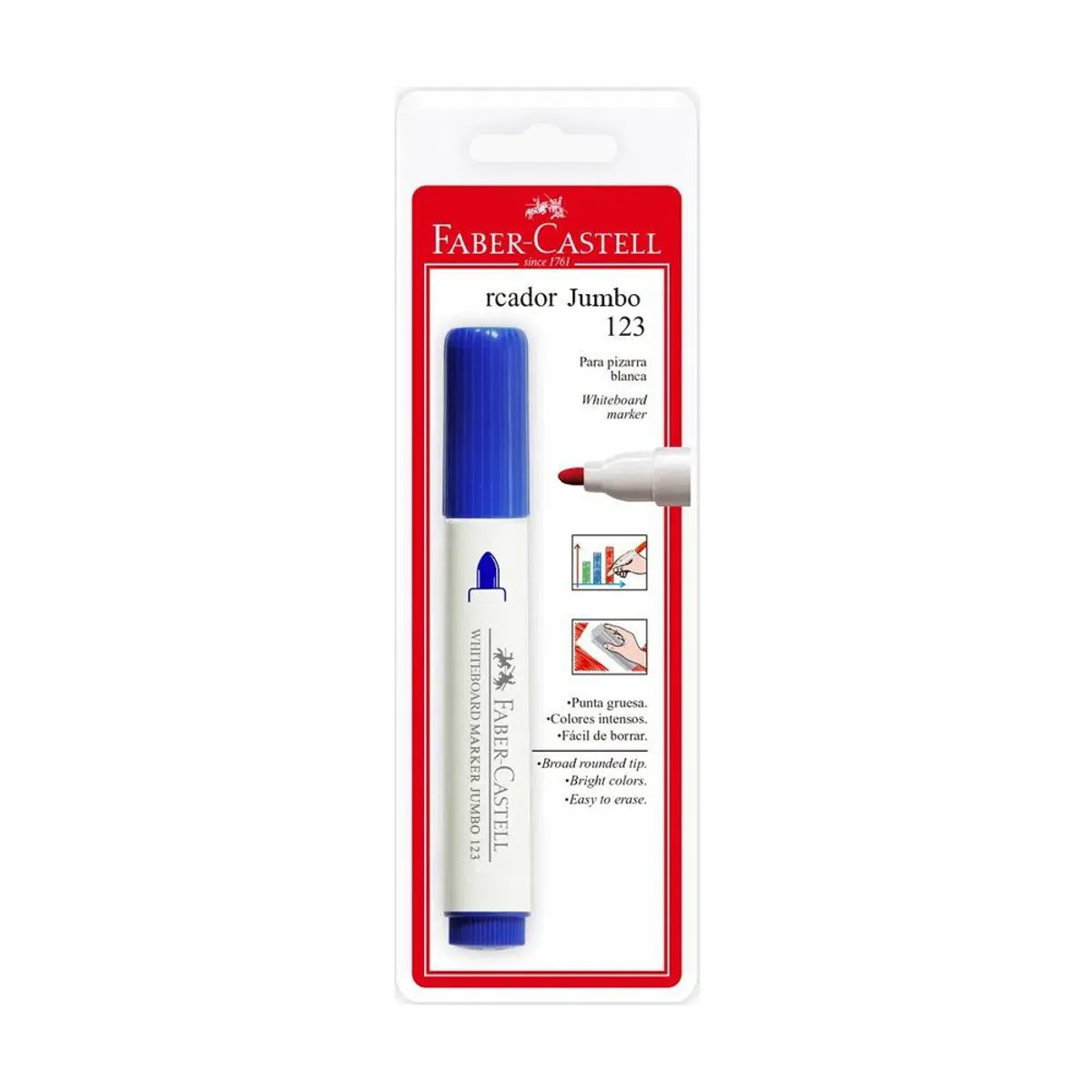 FABER CASTELL - Plumón Para Pizarra Faber Castell Jumbo 123 Azul